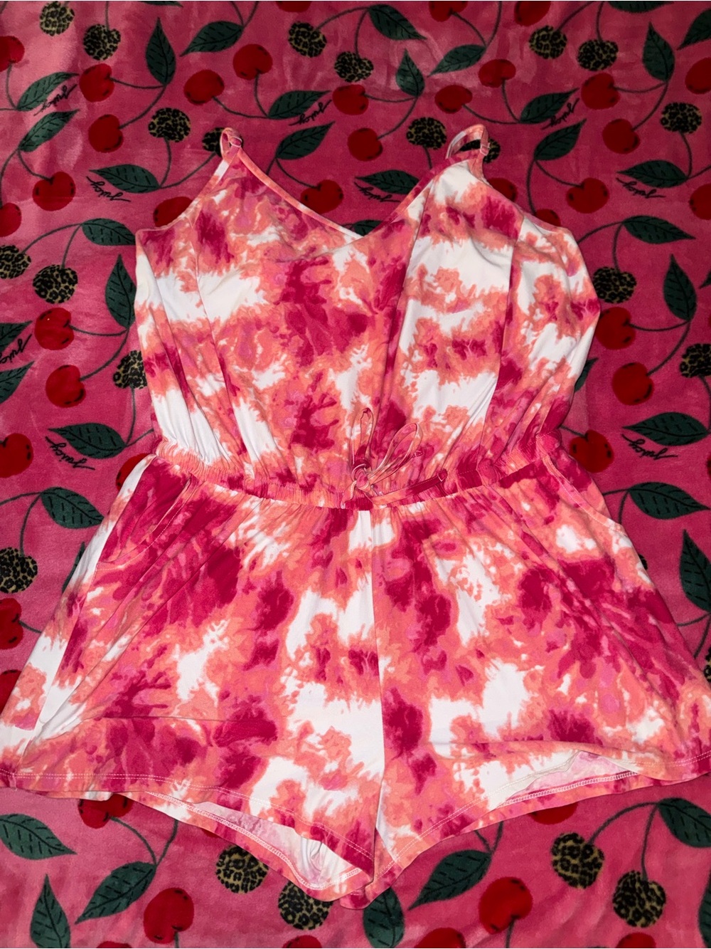 Just Be Pink & Coral Tie-Dye Romper Size XL Preowned